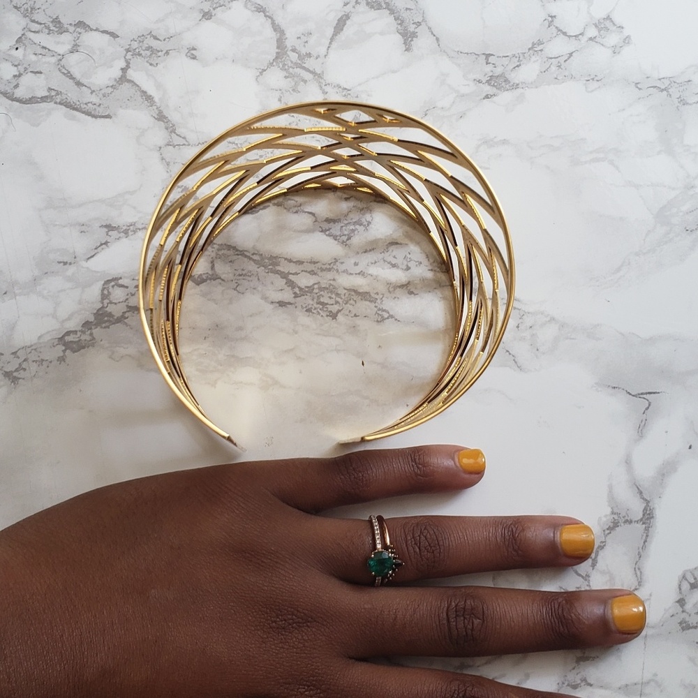 Gold Geometric Adjustable Arm Cuff - Picture 5 of 5